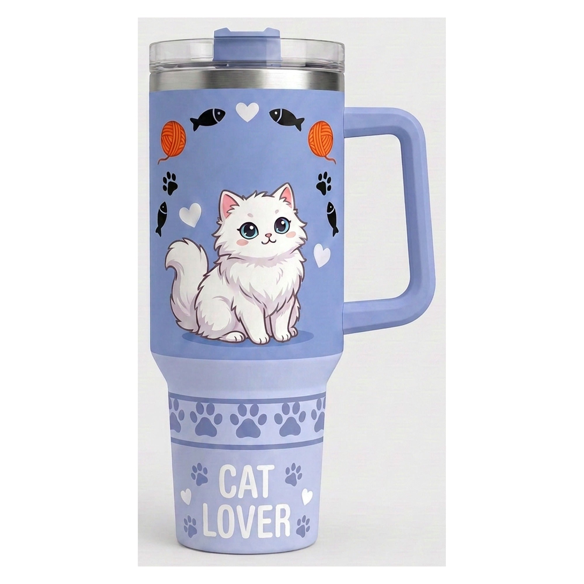 Vaso térmico tumbler 40 oz Gato Blanco Cat Lover
