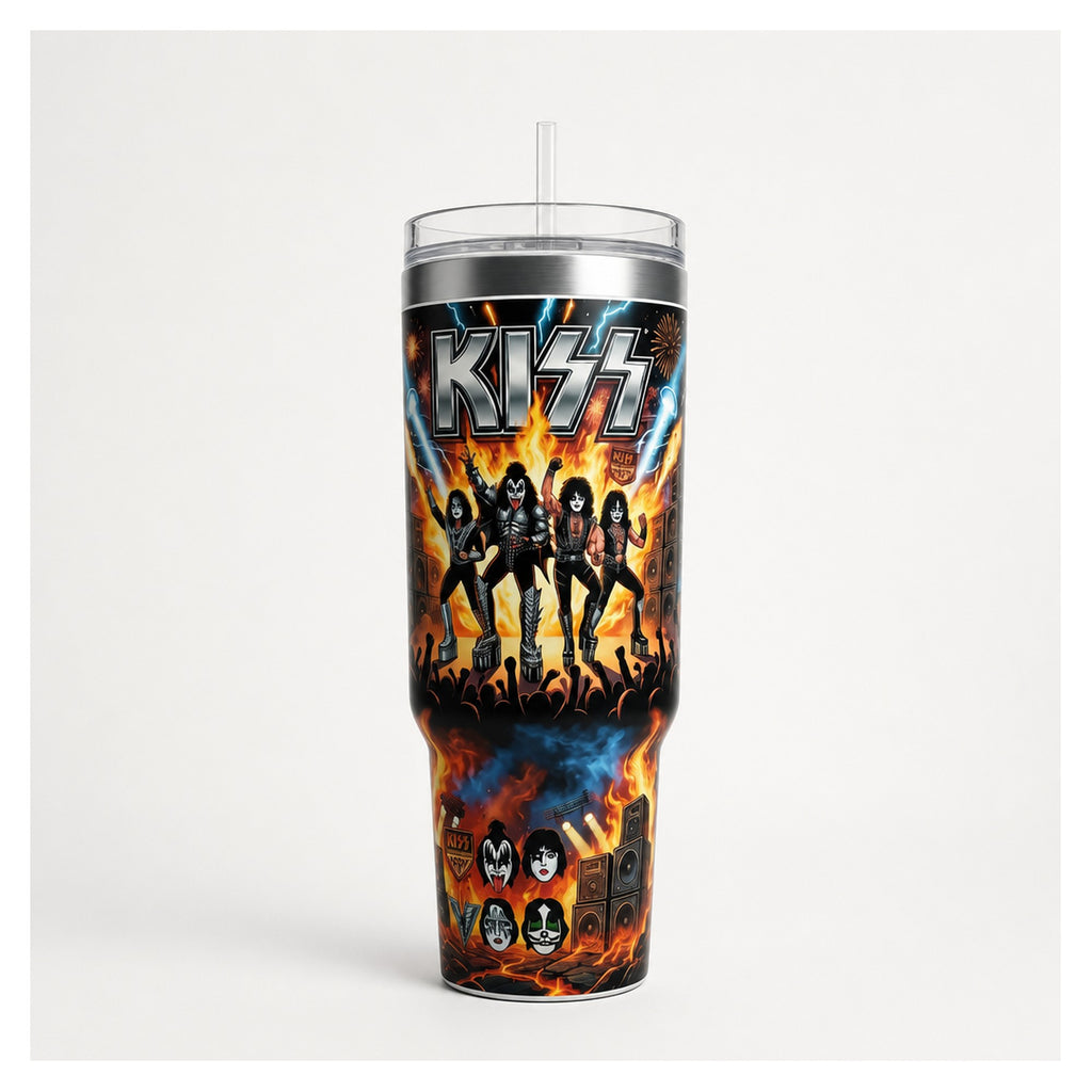 vaso térmico tumbler 40oz kiss rock glam army