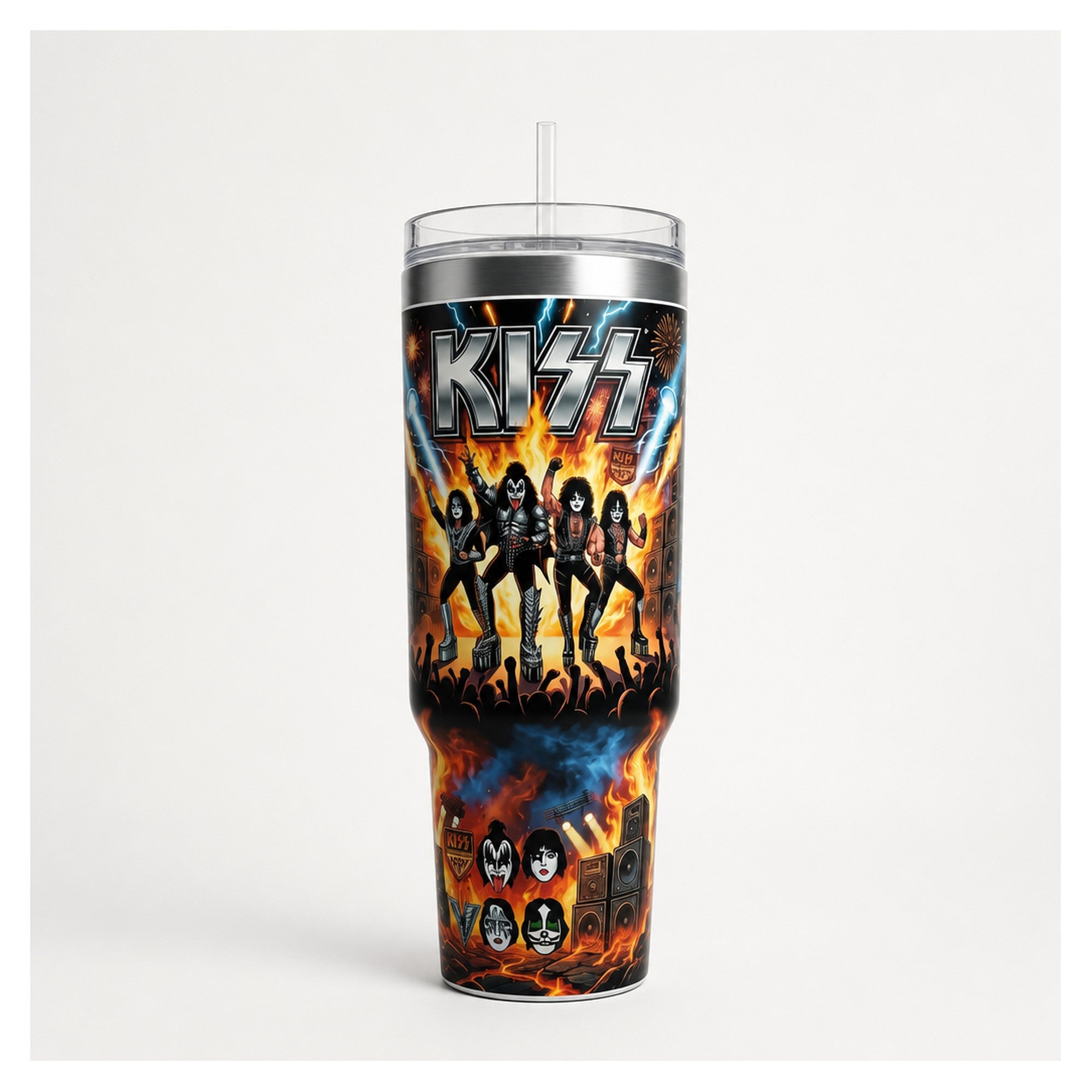 vaso térmico tumbler 40oz kiss rock glam army