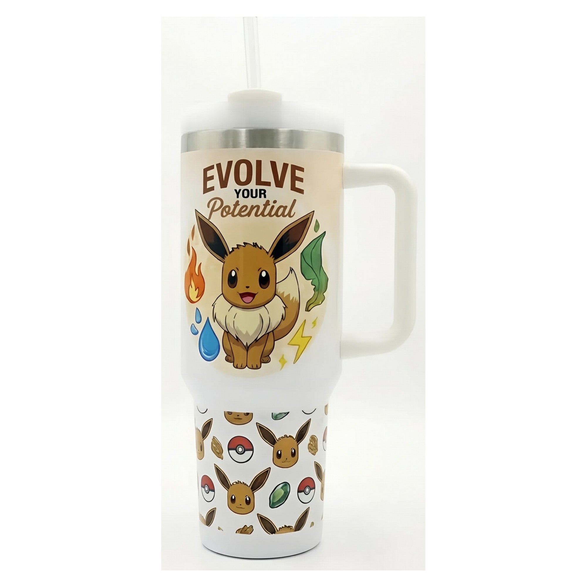 Vaso térmico Eevee con tapa y bombilla 450 ml