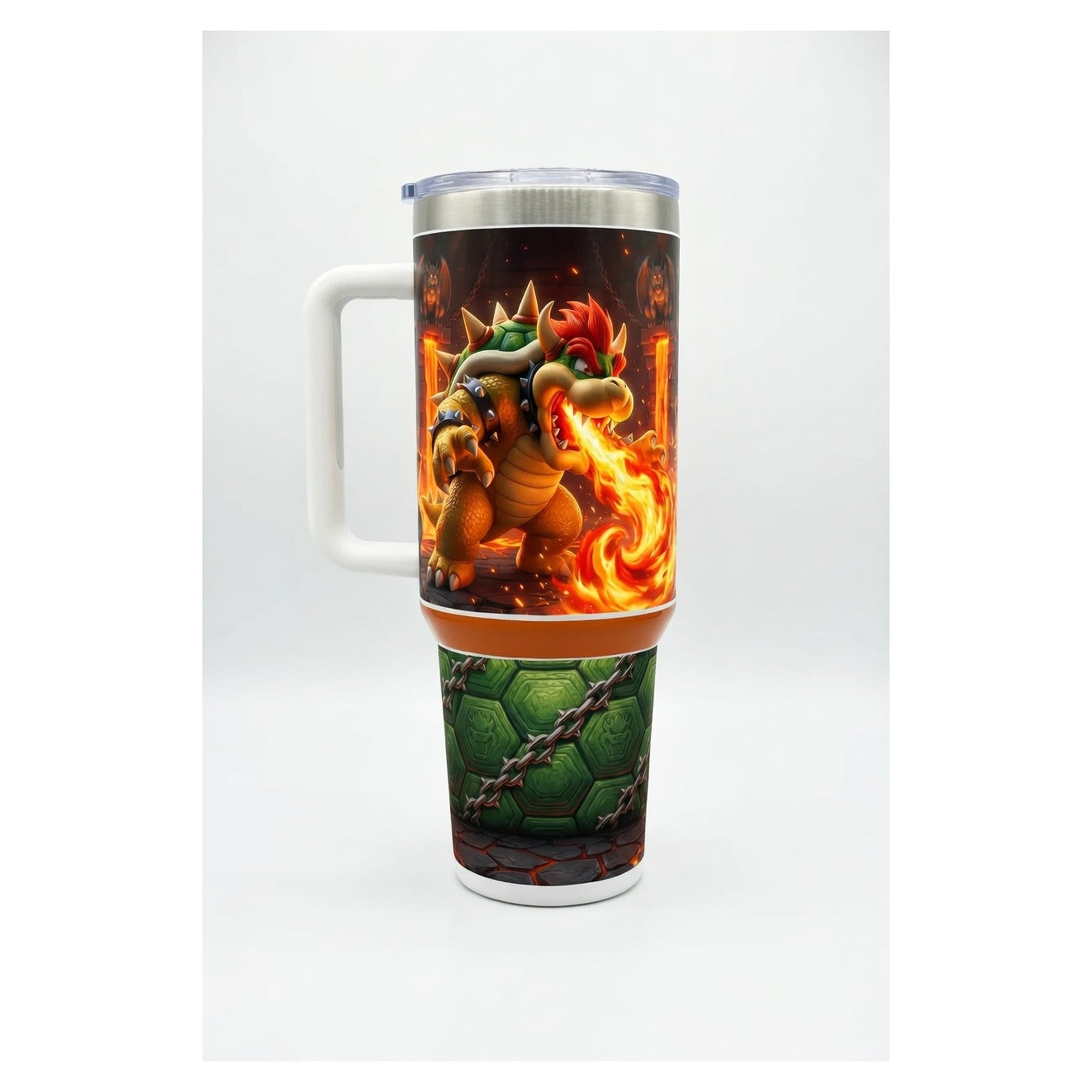 Vaso térmico tumbler 40oz Bowser Super Mario Bros con tapa