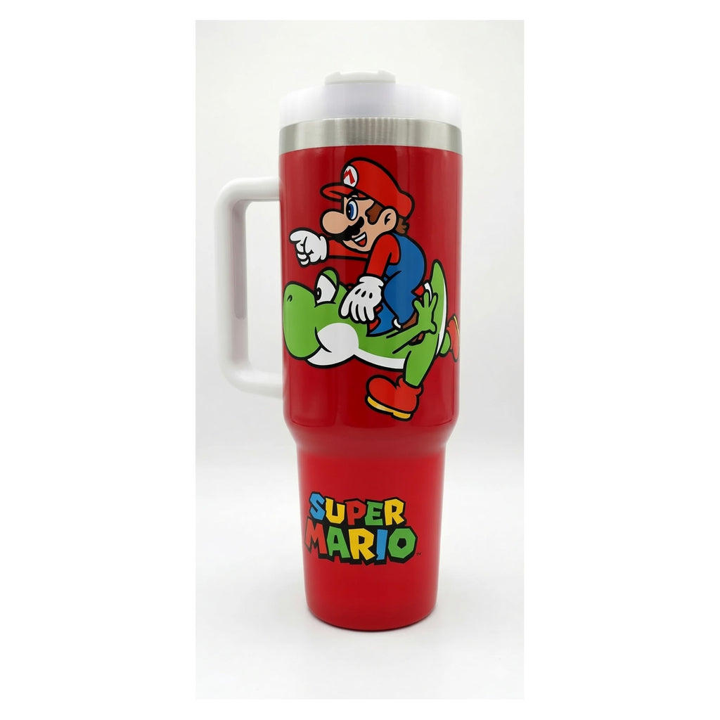 vaso tumbler térmico 40 oz diseño super mario y yoshi