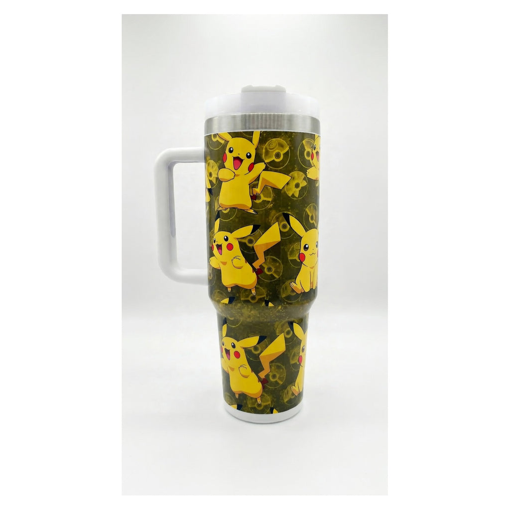 Vaso térmico 40 oz con diseño Pikachu colorido y divertido