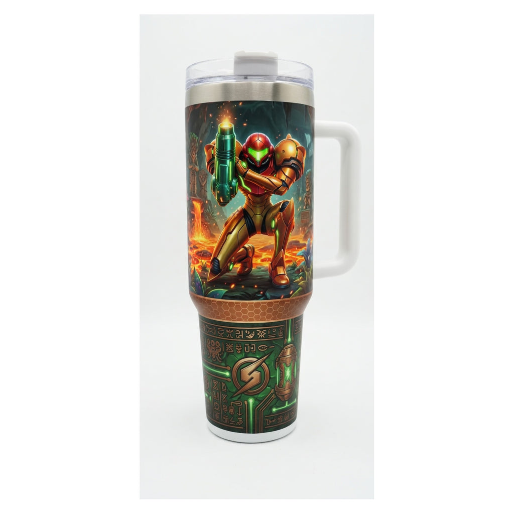 vaso térmico tumbler 40 oz samus aran metroid diseño único