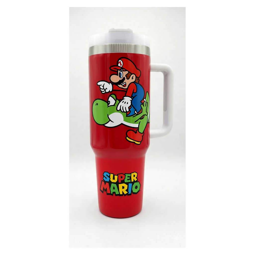 vaso tumbler térmico 40 oz diseño super mario y yoshi