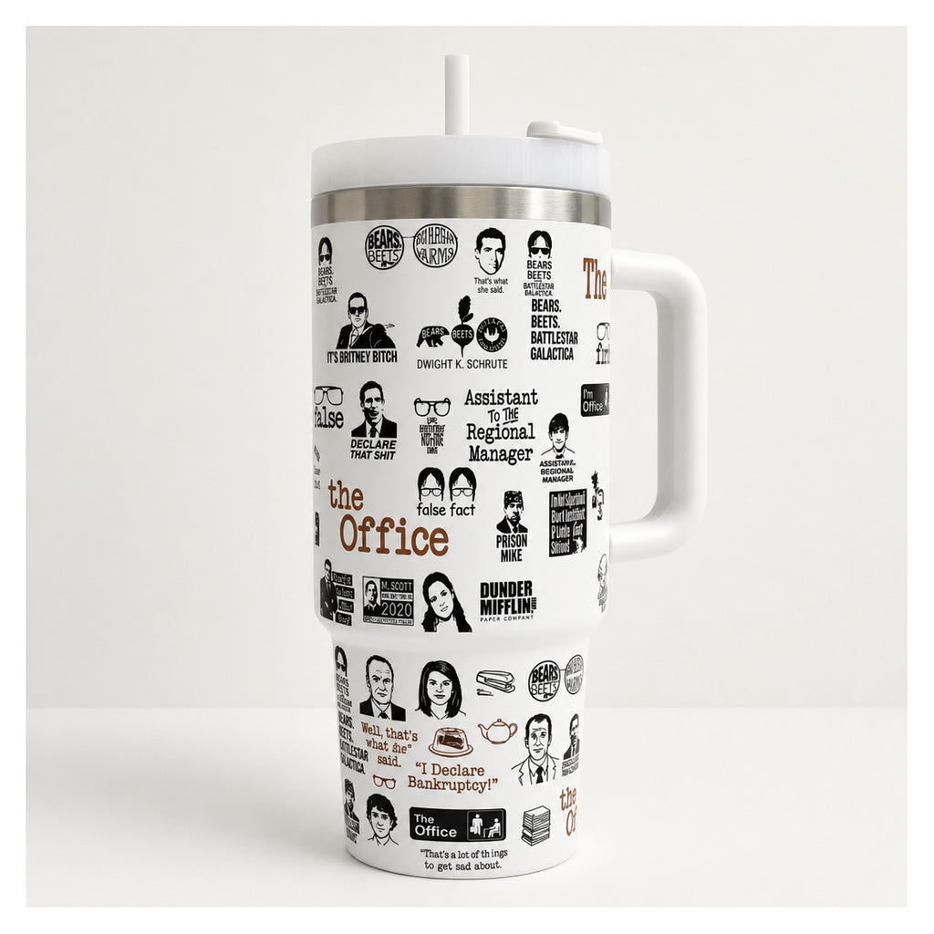 Vaso térmico the office 40oz con frases icónicas sublimadas
