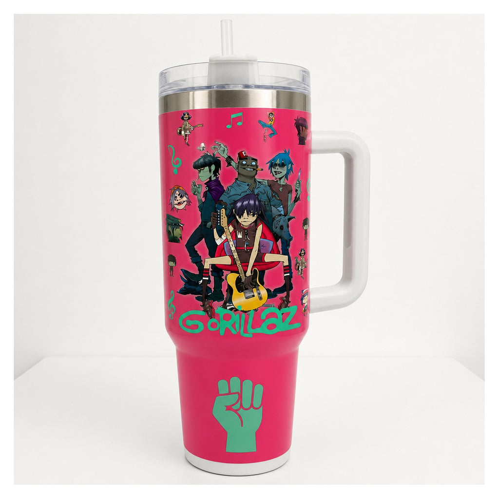 Vaso térmico 40 oz gorillaz con diseño banda virtual