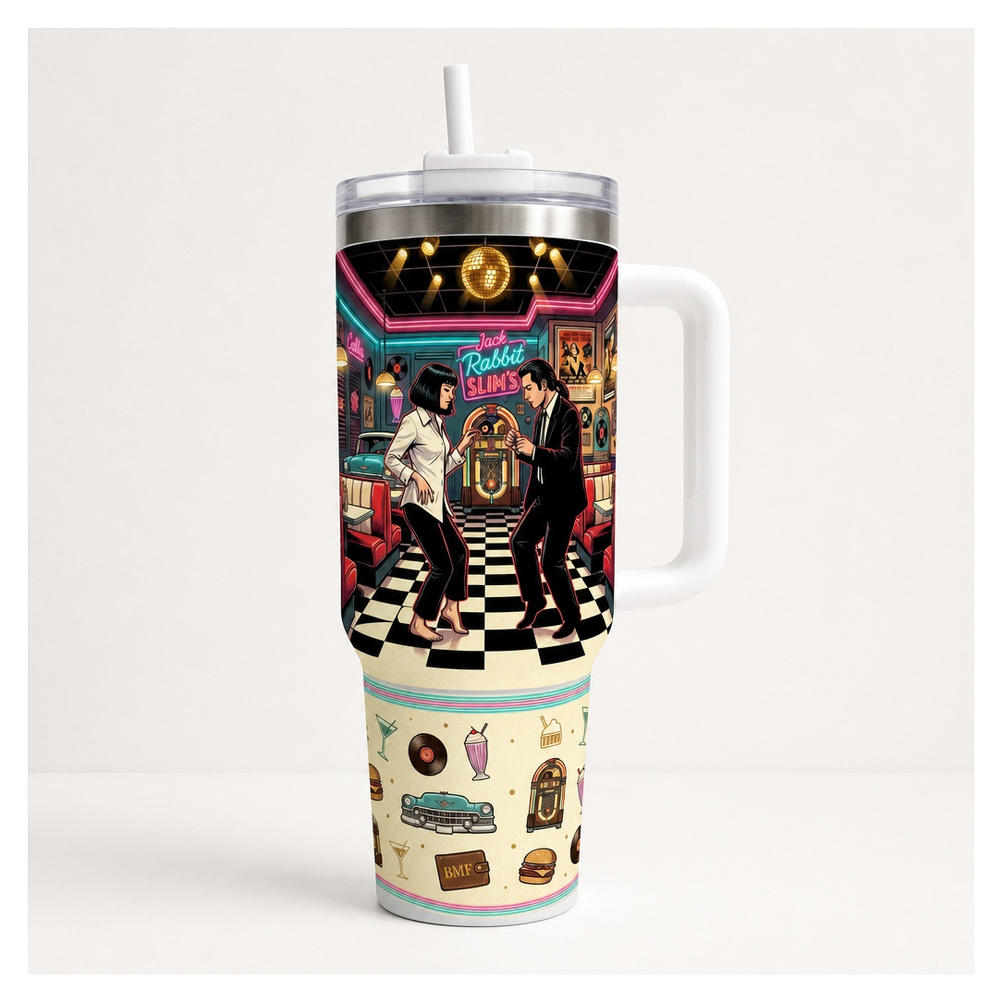 Vaso térmico 40oz pulp fiction mia y vincent diseño único