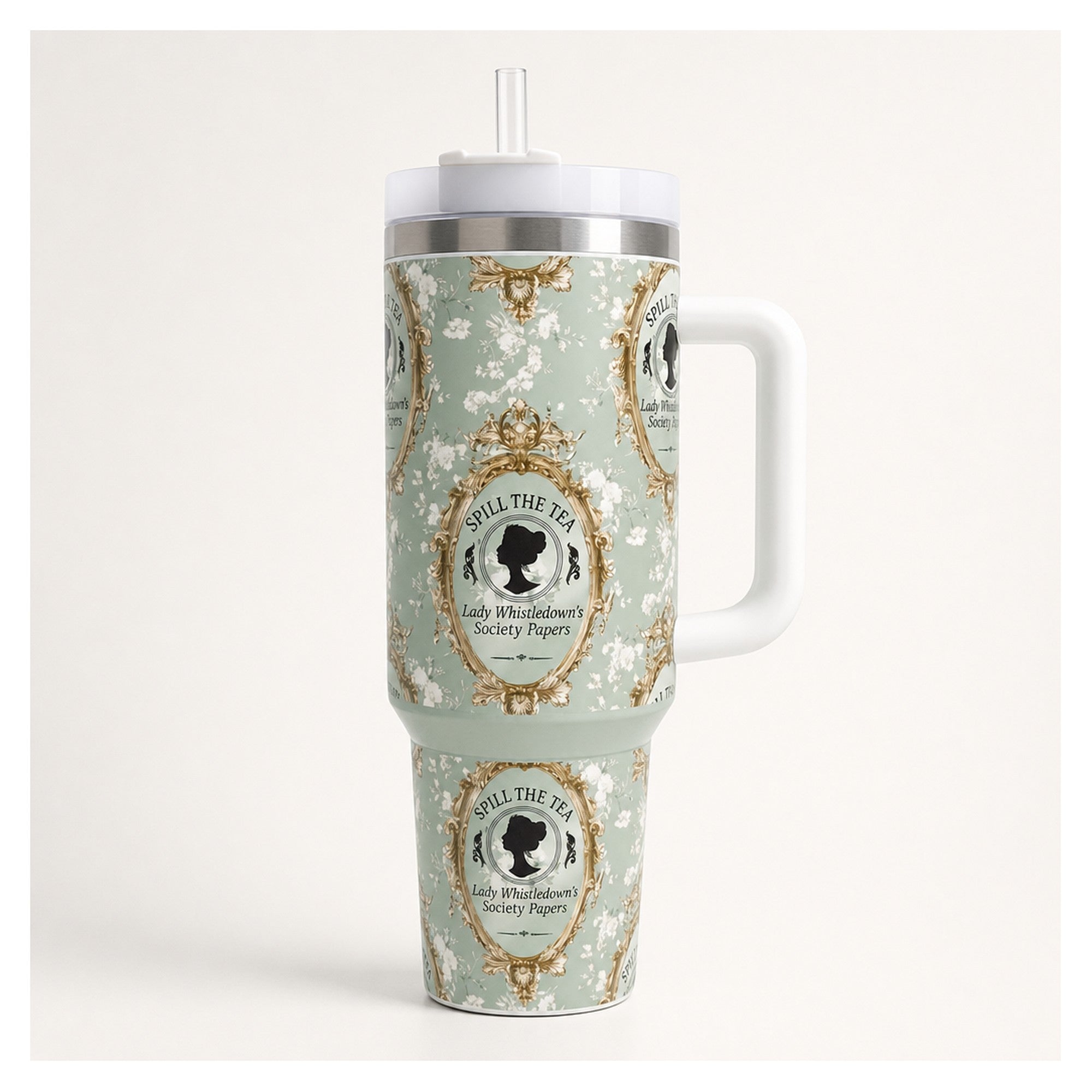 vaso térmico 40 oz bridgerton lady whistledown acero