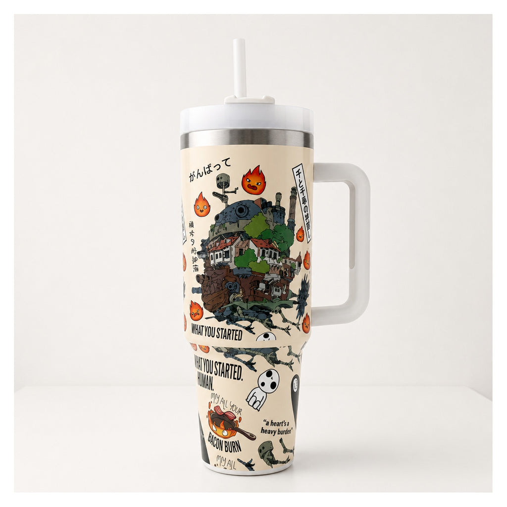 tumbler térmico 40 oz con asa diseño studio ghibli