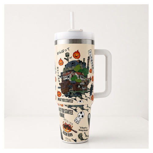 tumbler térmico 40 oz con asa diseño studio ghibli