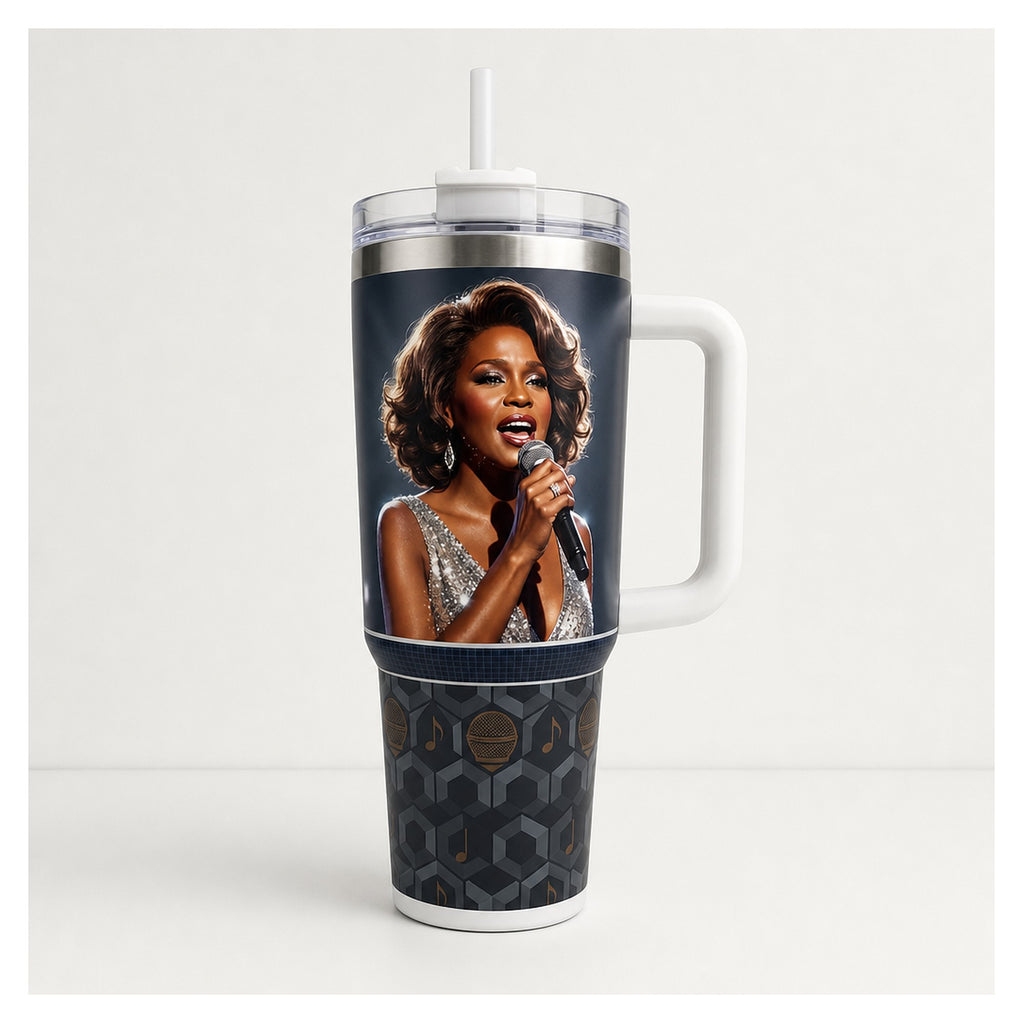 Vaso térmico tumbler whitney houston 40oz leyenda