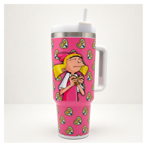 Tumbler hey arnold! helga 40oz diseño pink love con tapa