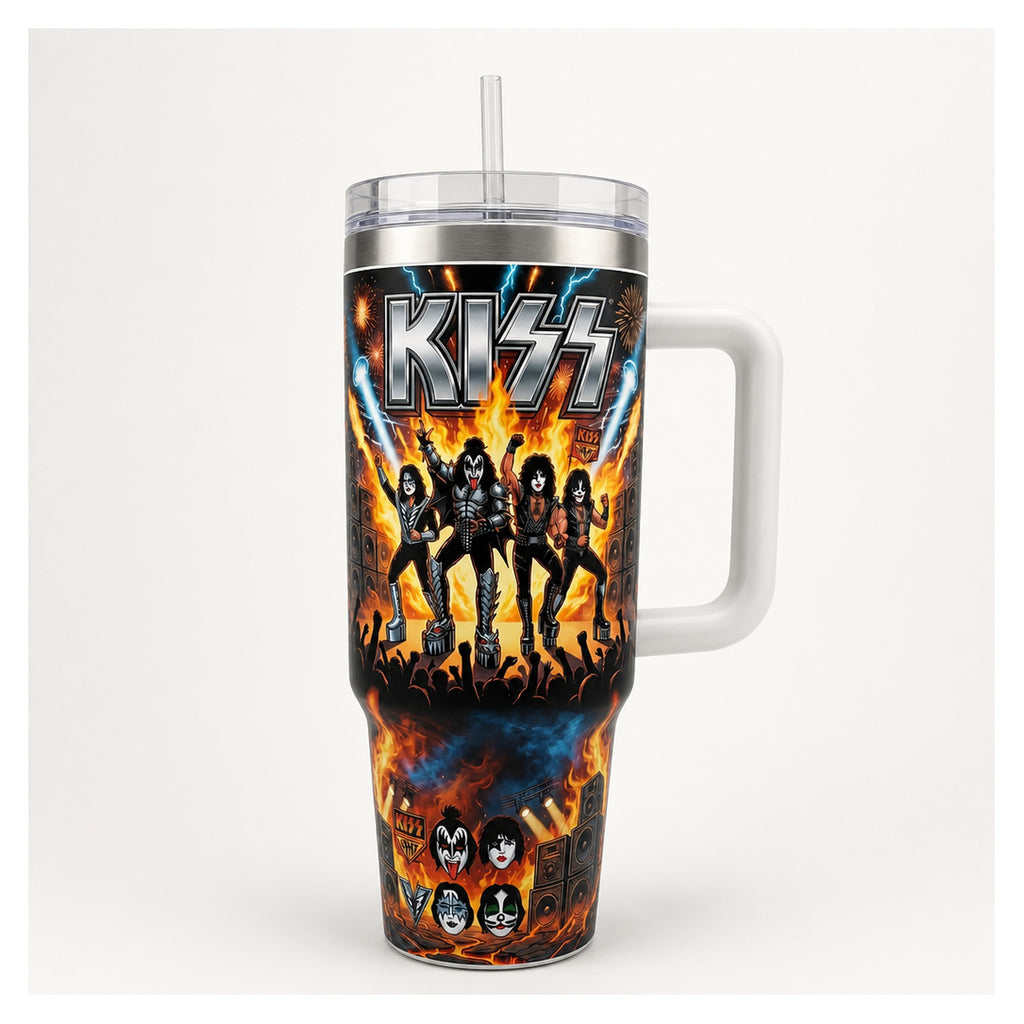 vaso térmico tumbler 40oz kiss rock glam army