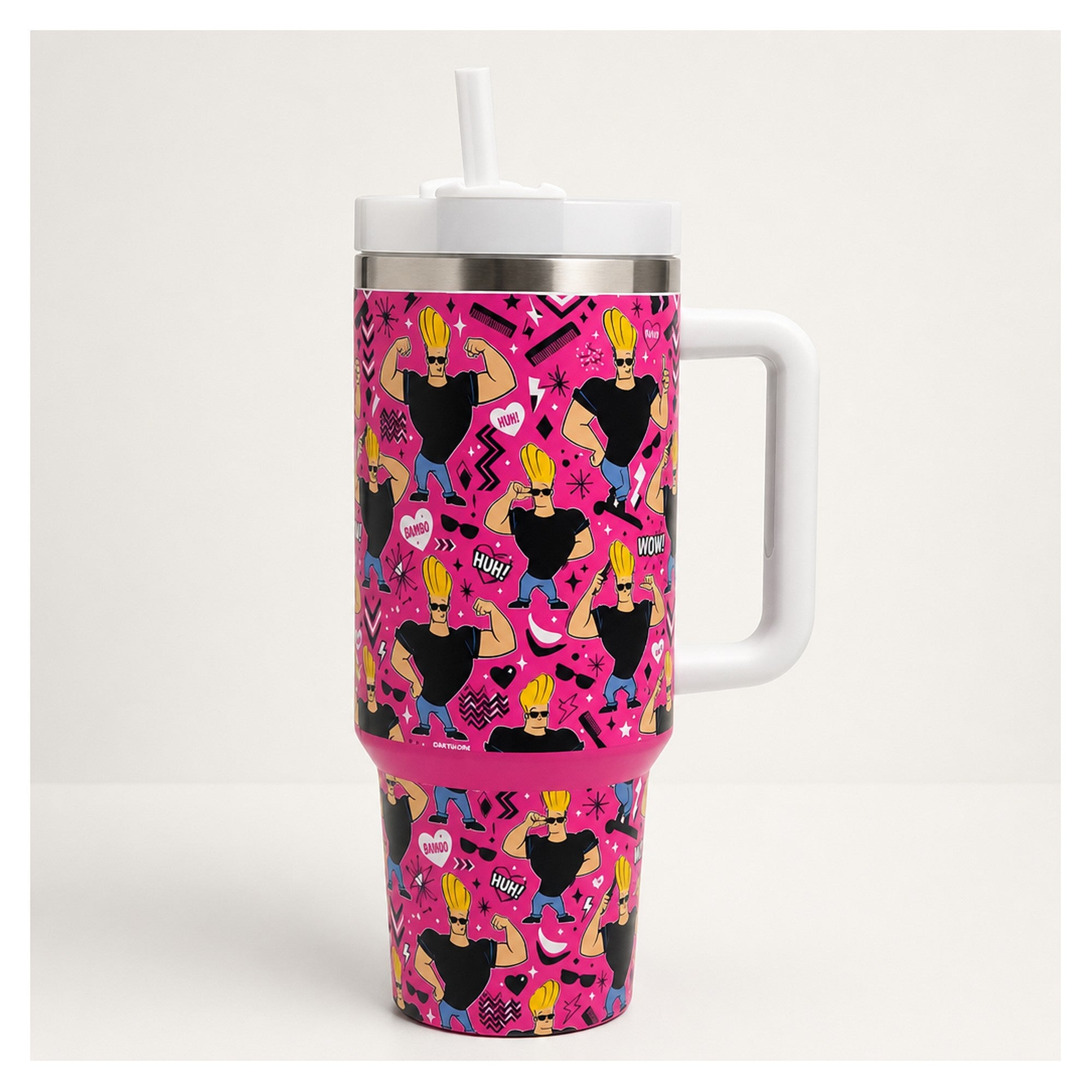 vaso térmico pop art rosa johnny bravo 40oz con tapa