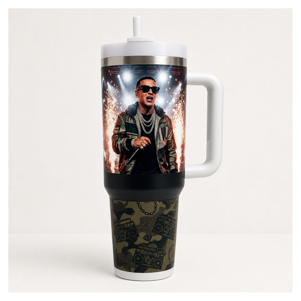 Vaso térmico daddy yankee 40oz con diseño reggaeton