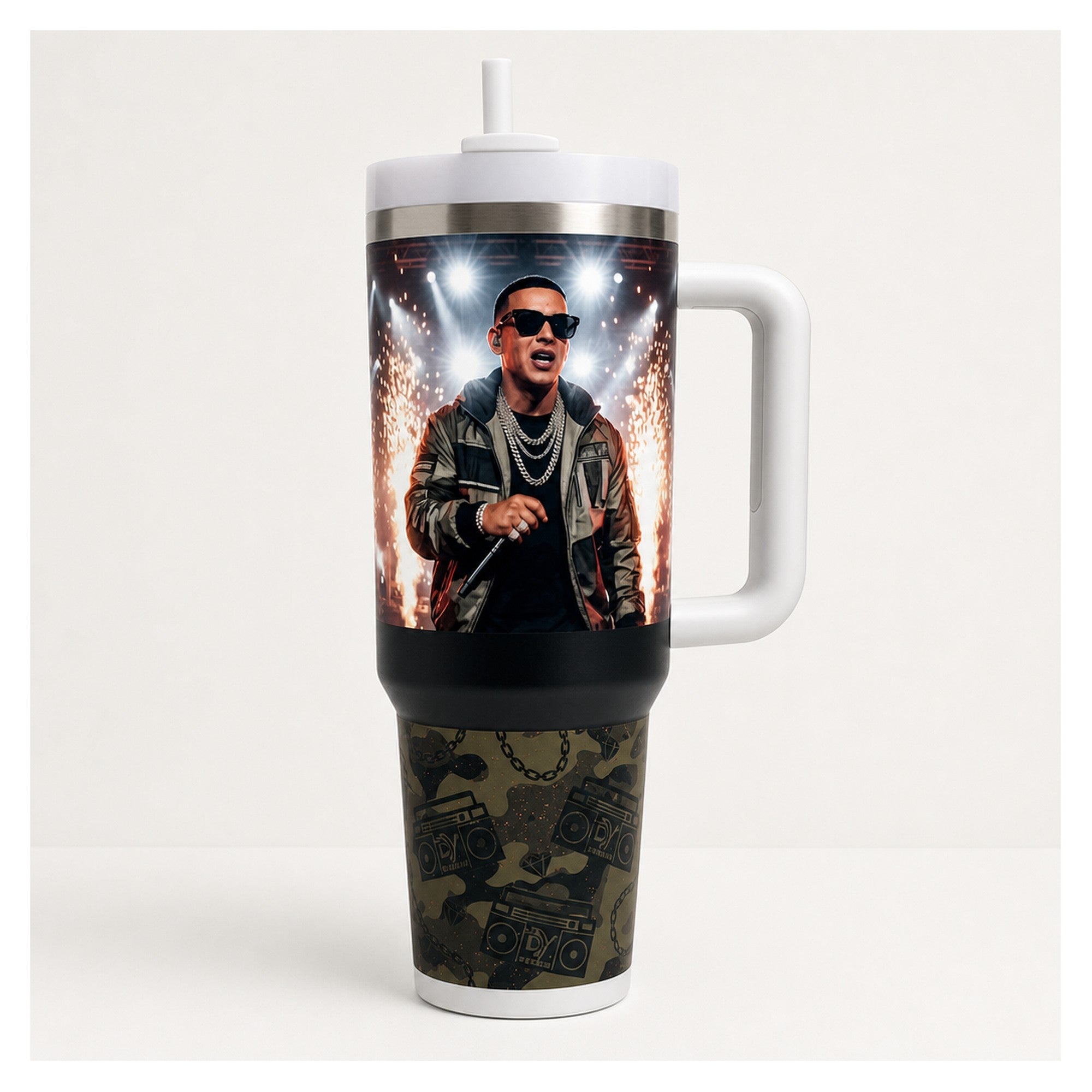 Vaso térmico daddy yankee 40oz con diseño reggaeton