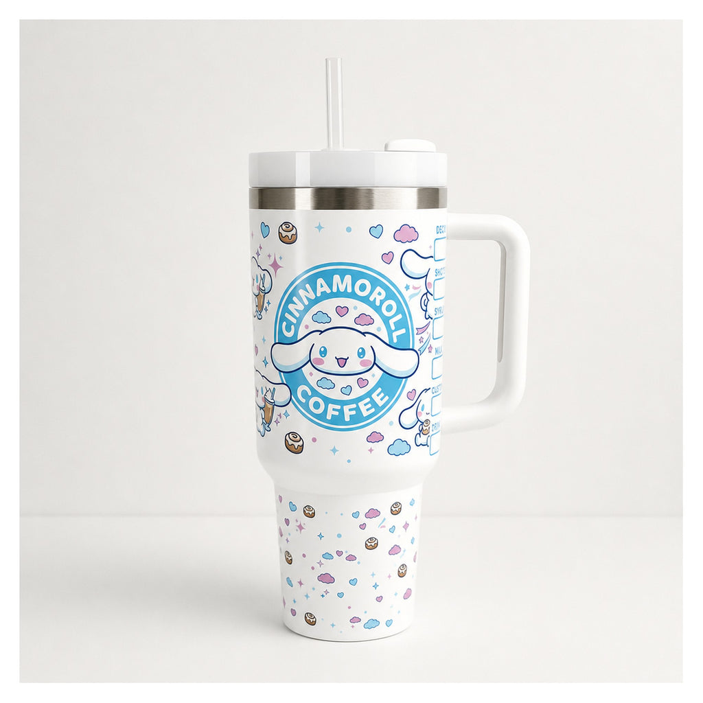 vaso térmico sanrio cinamoroll 40 oz con tapa y bombilla
