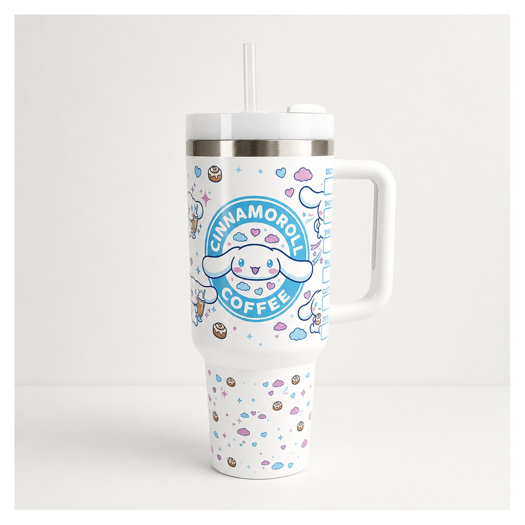 vaso térmico sanrio cinamoroll 40 oz con tapa y bombilla