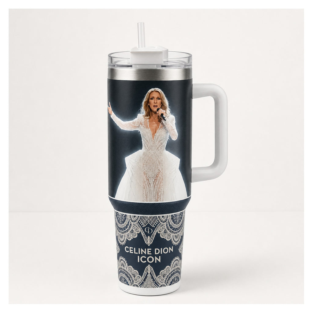 Vaso térmico tumbler celine dion 40oz diseño majestuoso