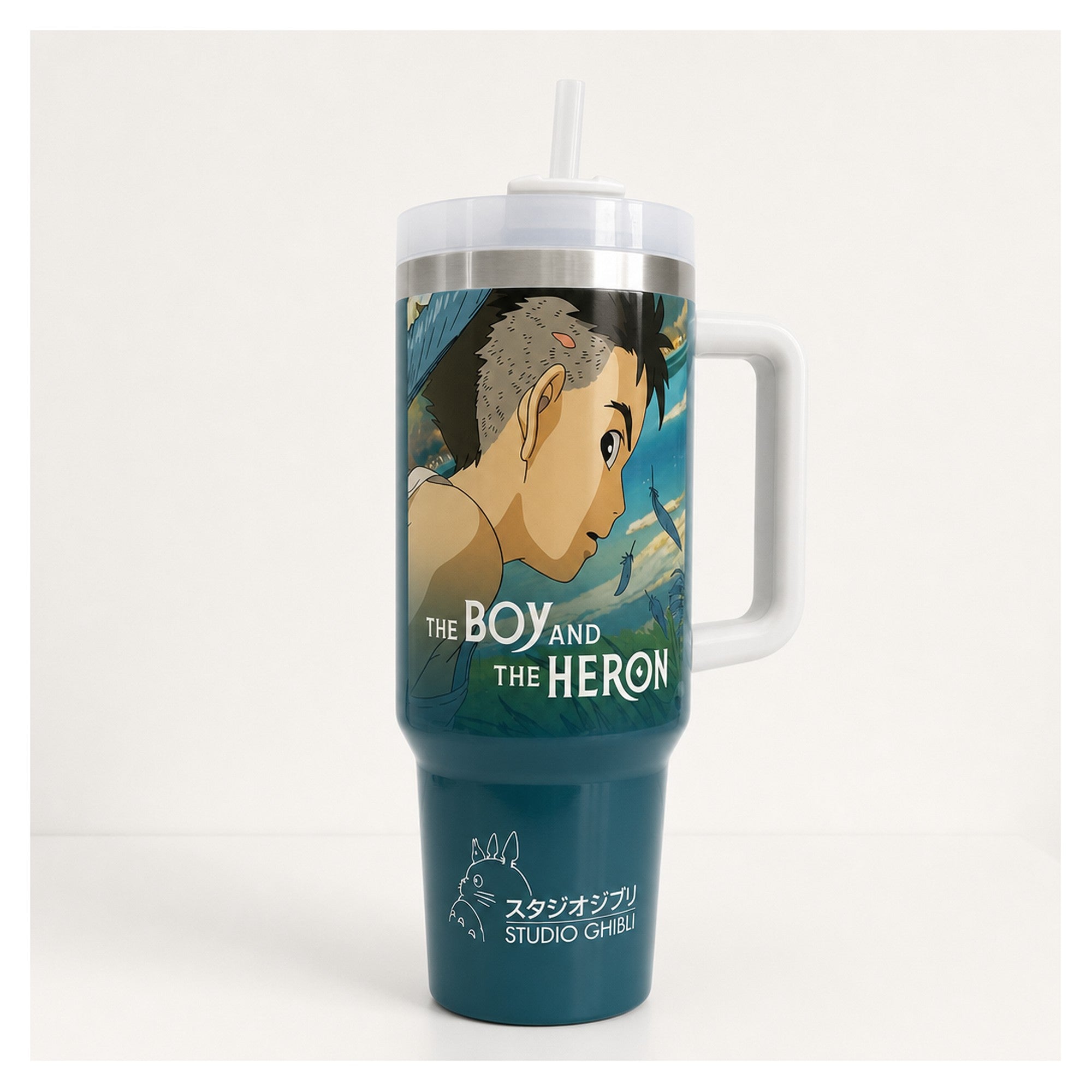 vaso térmico tumbler 40 oz mahito el niño y la garza ghibli