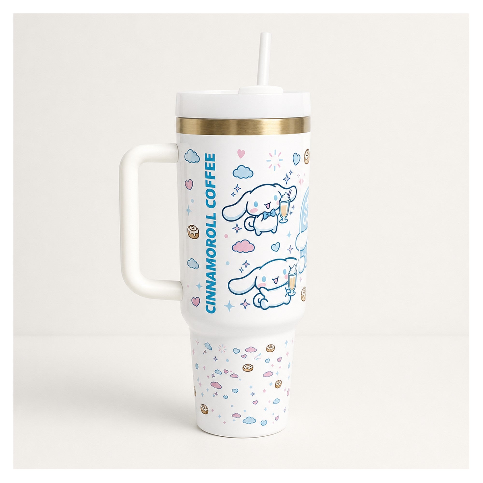 vaso térmico sanrio cinamoroll 40 oz con tapa y bombilla