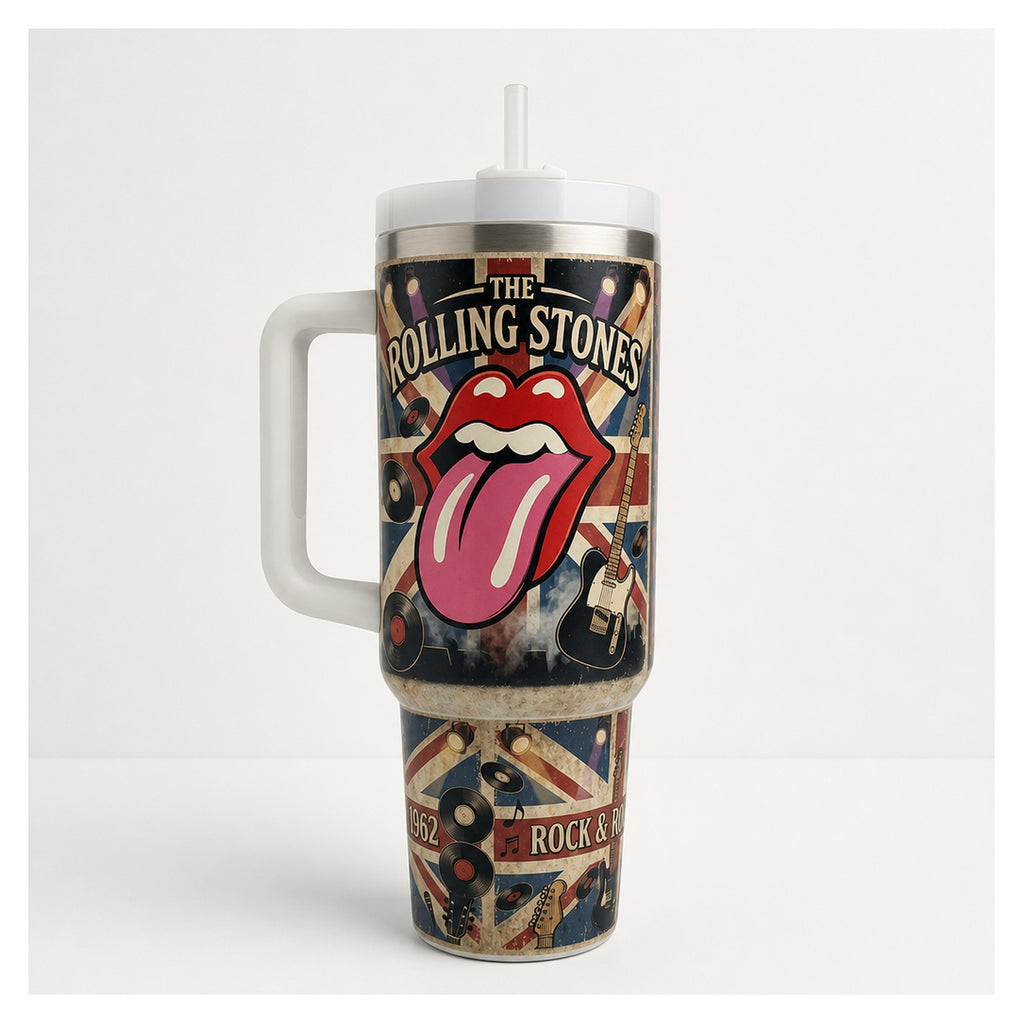 vaso térmico tumbler 40oz rolling stones rock & roll
