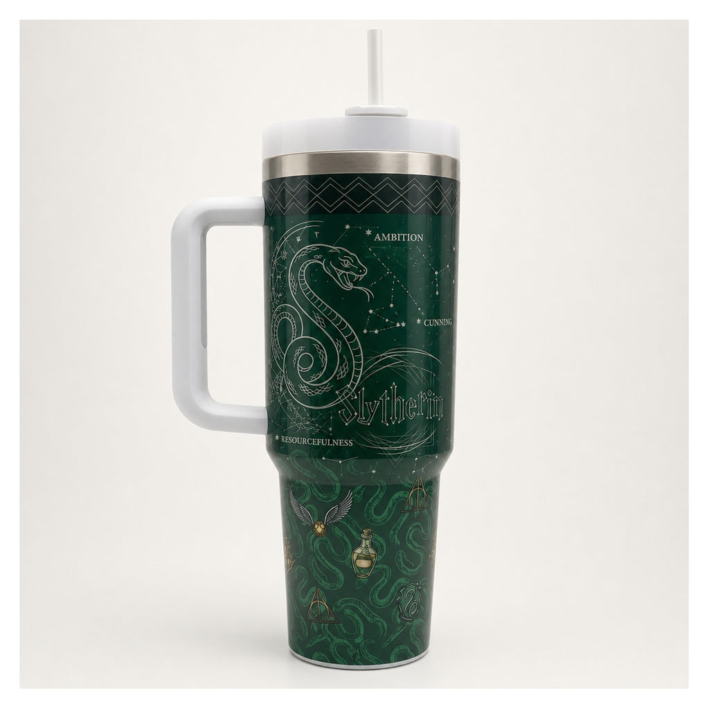 Tumbler térmico 40 oz slytherin verde con asa
