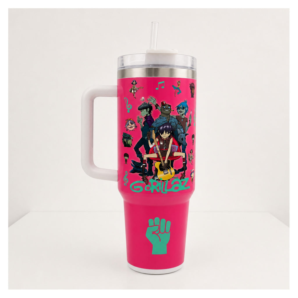 Vaso térmico 40 oz gorillaz con diseño banda virtual