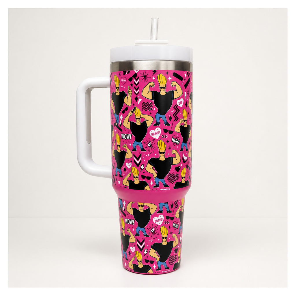 vaso térmico pop art rosa johnny bravo 40oz con tapa