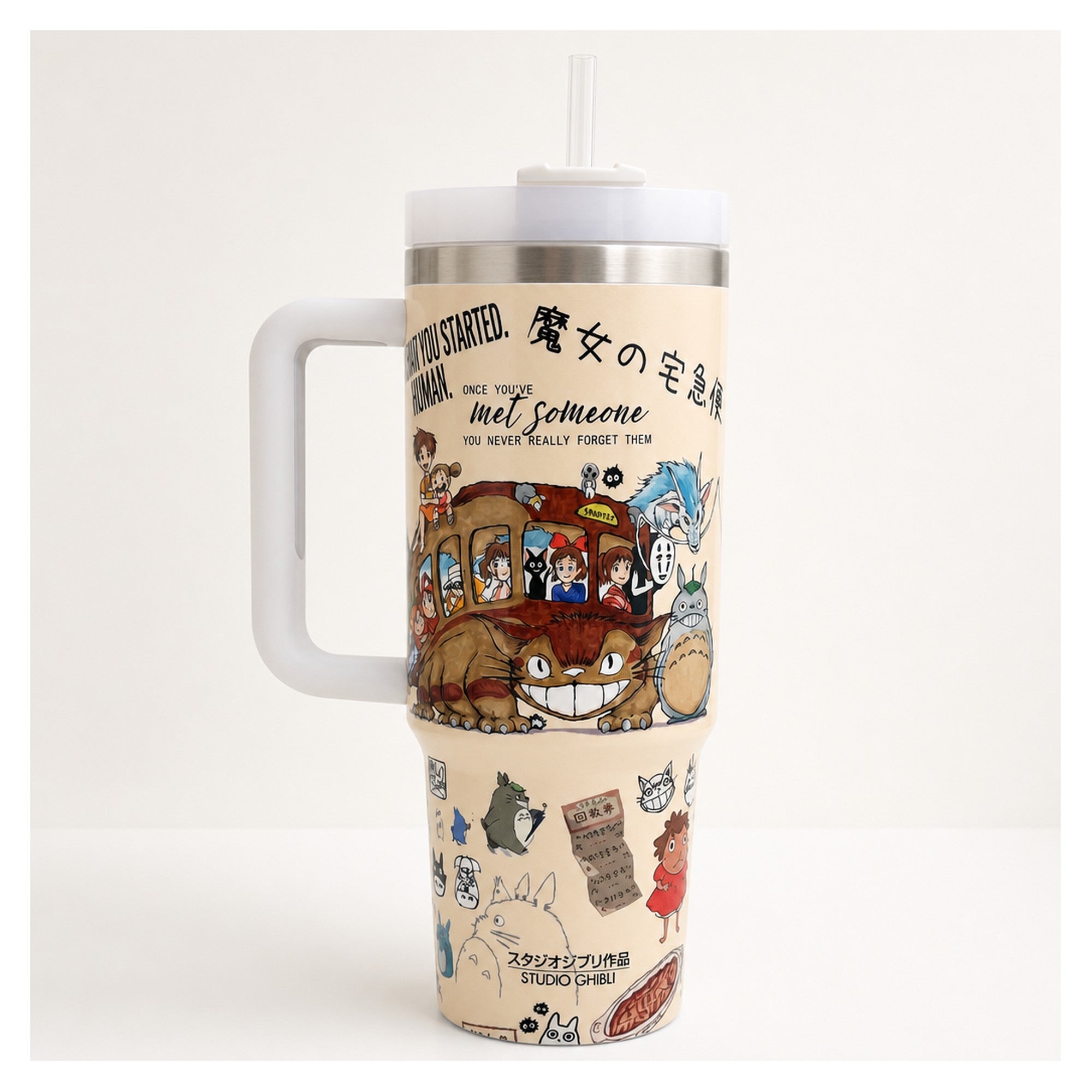 tumbler térmico 40 oz con asa diseño studio ghibli