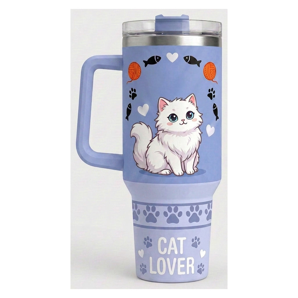 Vaso térmico tumbler 40 oz Gato Blanco Cat Lover