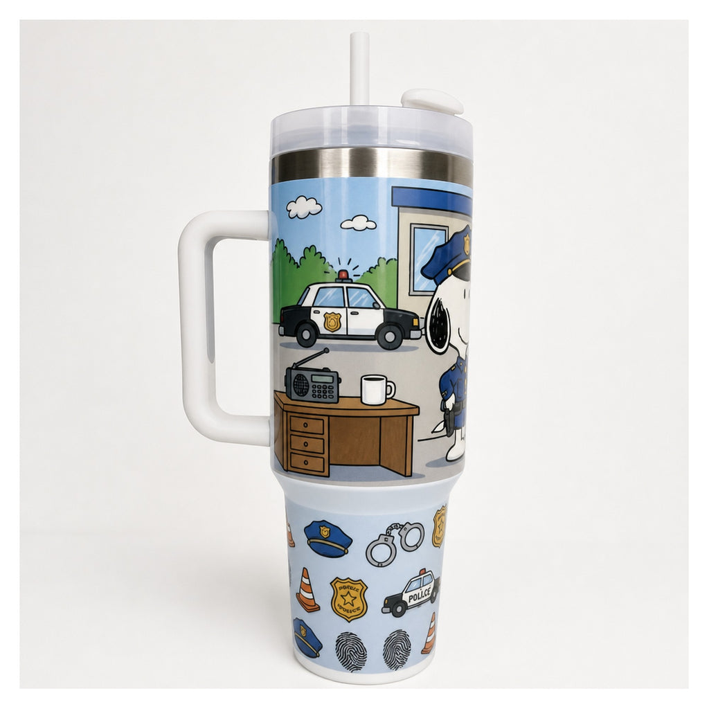 Vaso térmico snoopy policía 1,18 l, acero inoxidable