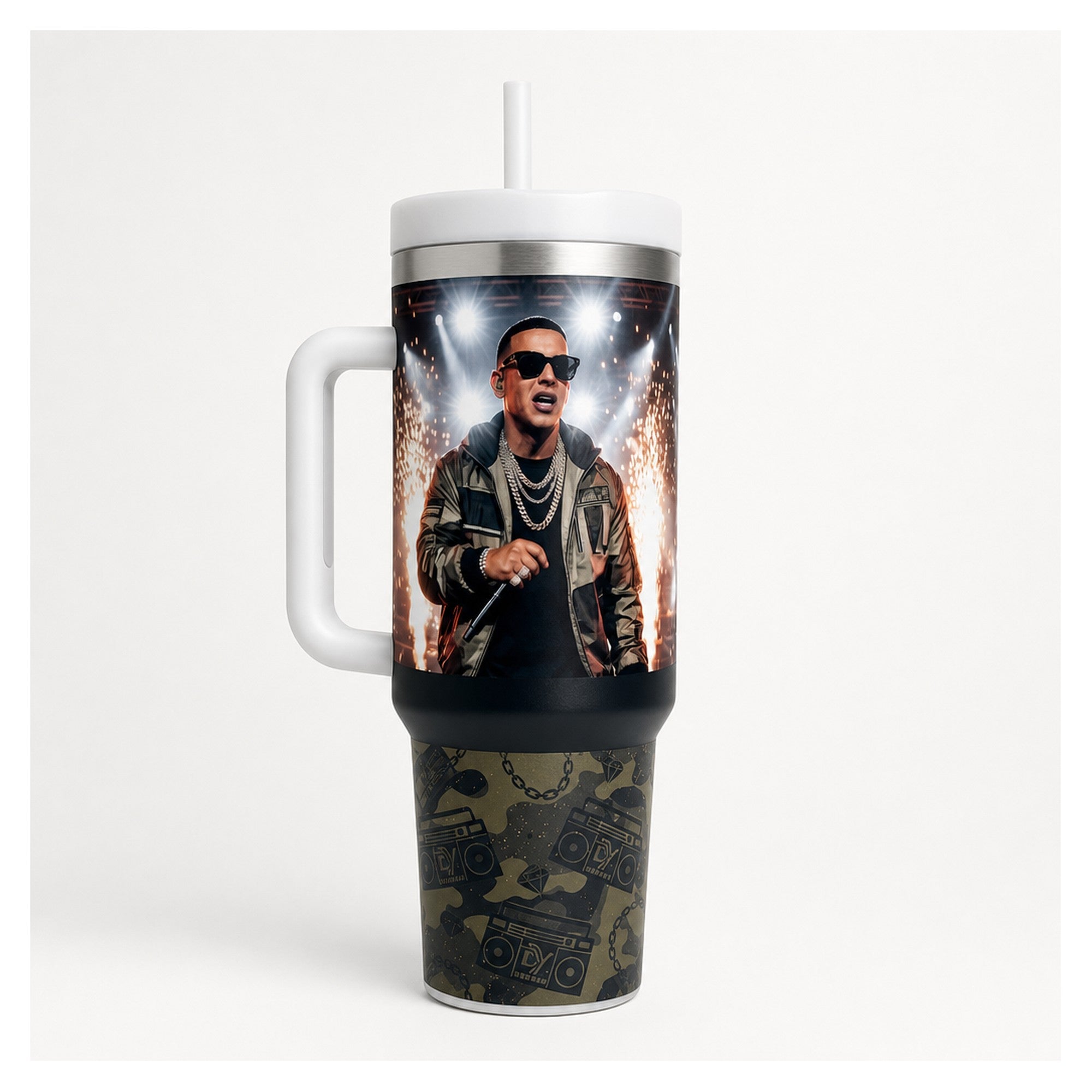 Vaso térmico daddy yankee 40oz con diseño reggaeton