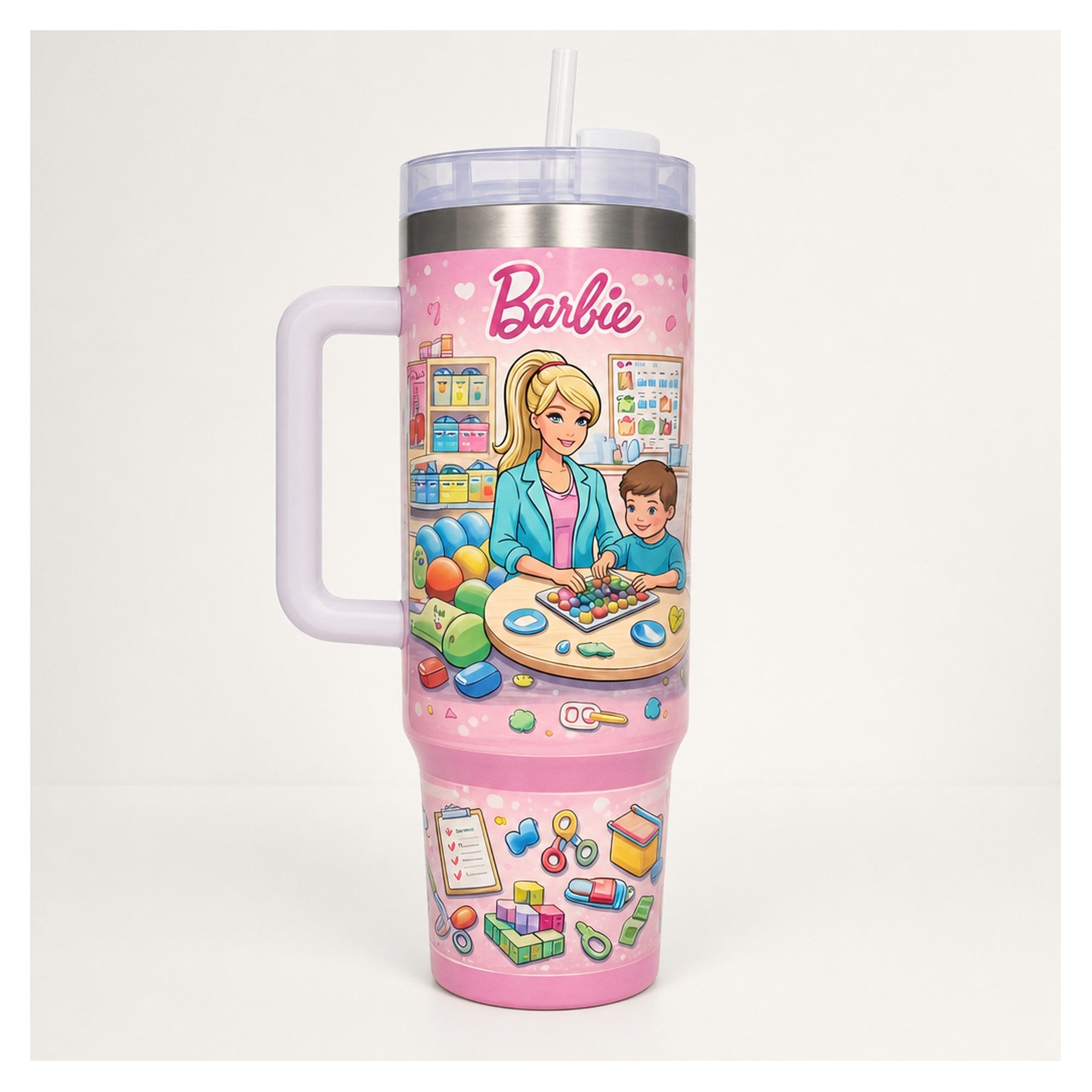 vaso térmico barbie terapeuta infantil 1.18l doble pared