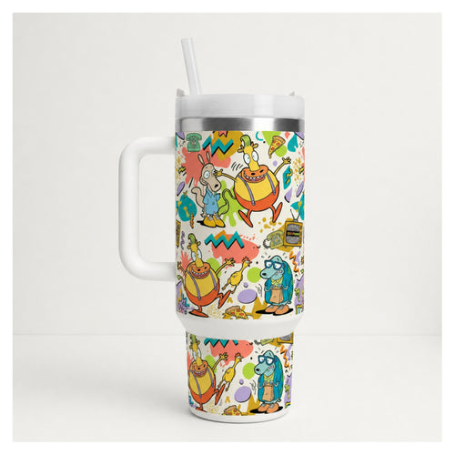 Tumbler la vida moderna de Rocko 40oz con diseño retro