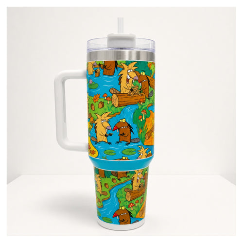 Tumbler the Angry Beavers 40oz diseño bosque sublimado