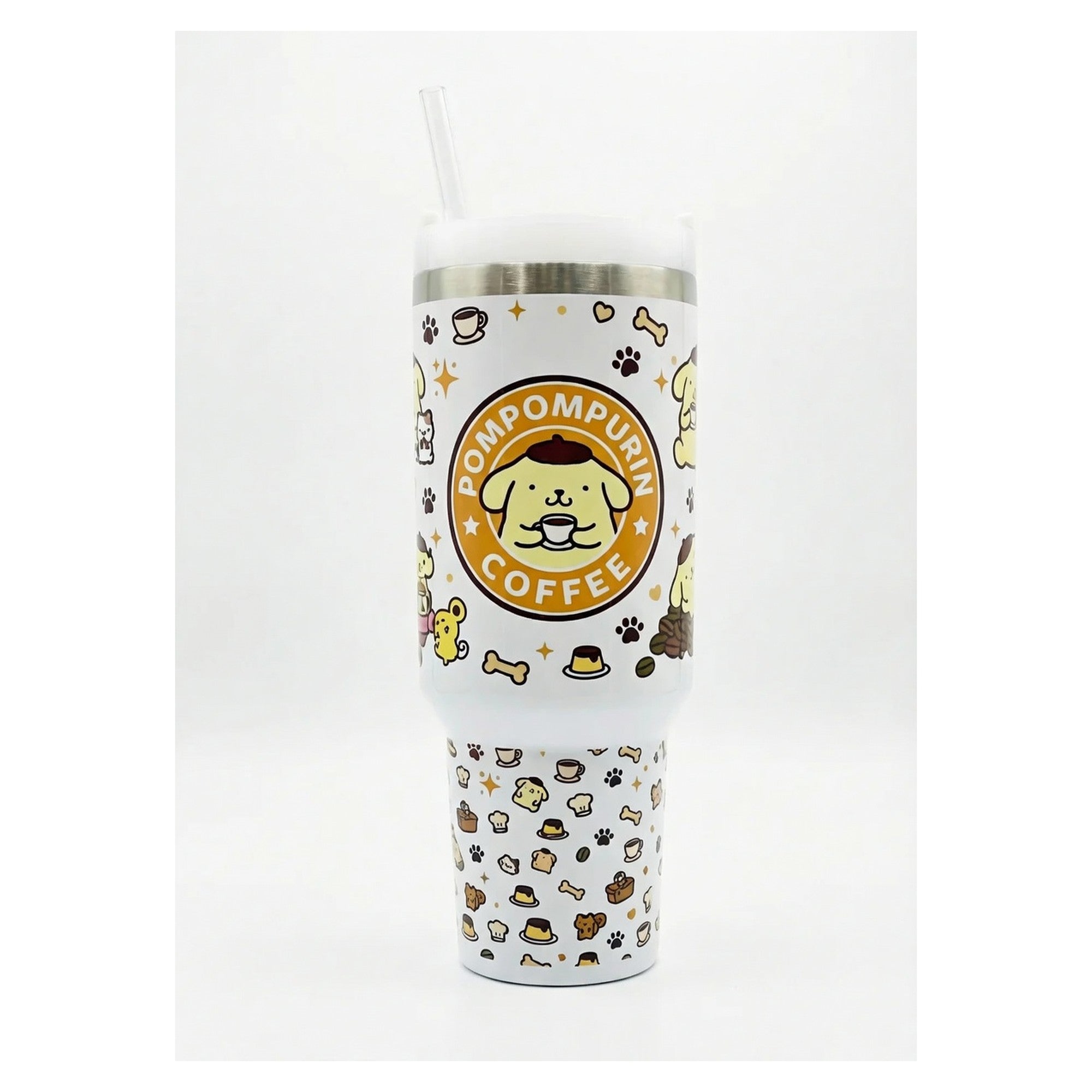 Vaso Tumbler Térmico 40oz – Diseño Pompompurin Coffee Sanrio